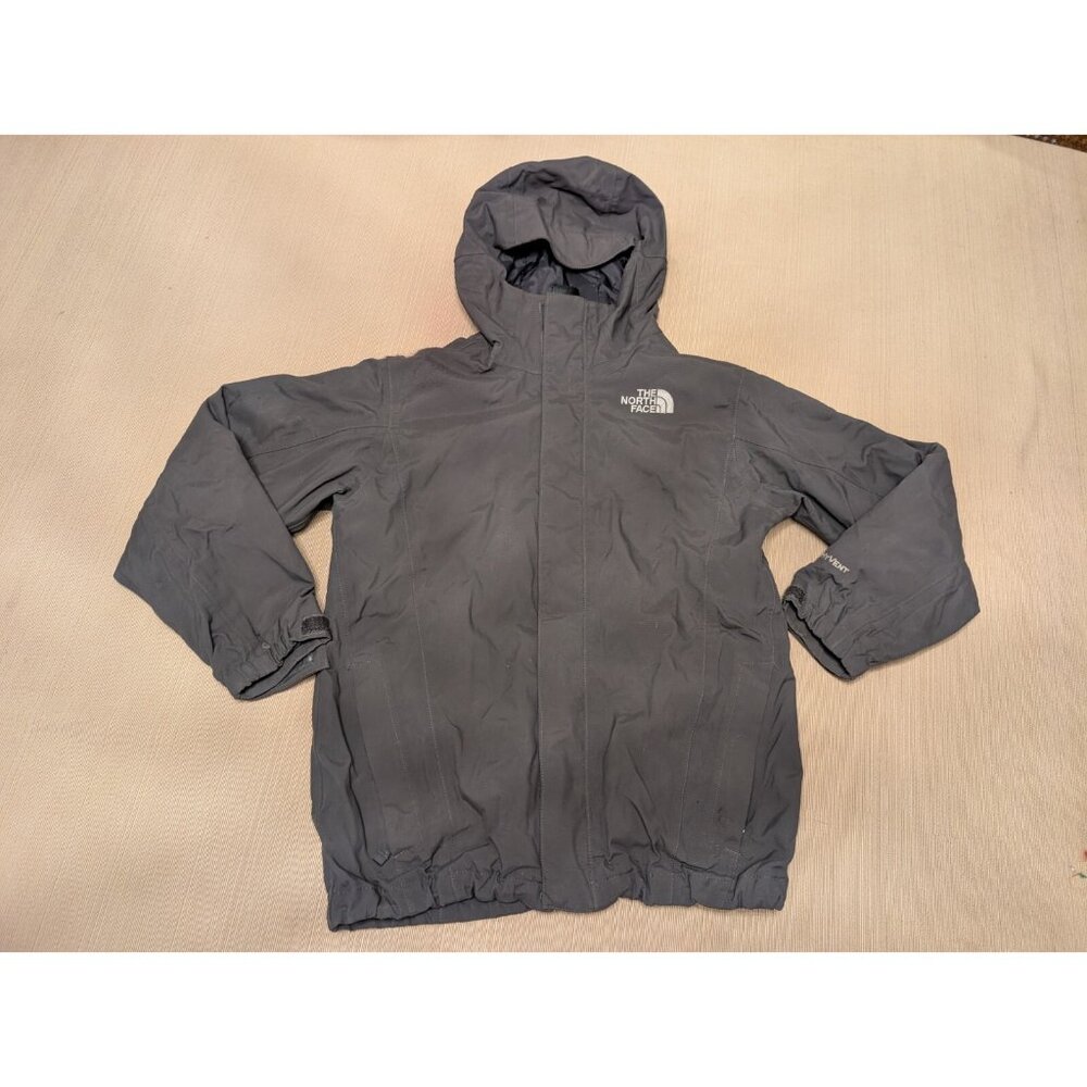 The North Face Jacket Boy Medium 10/12 Black Snow Rain Hood Shell Hyvent Zip